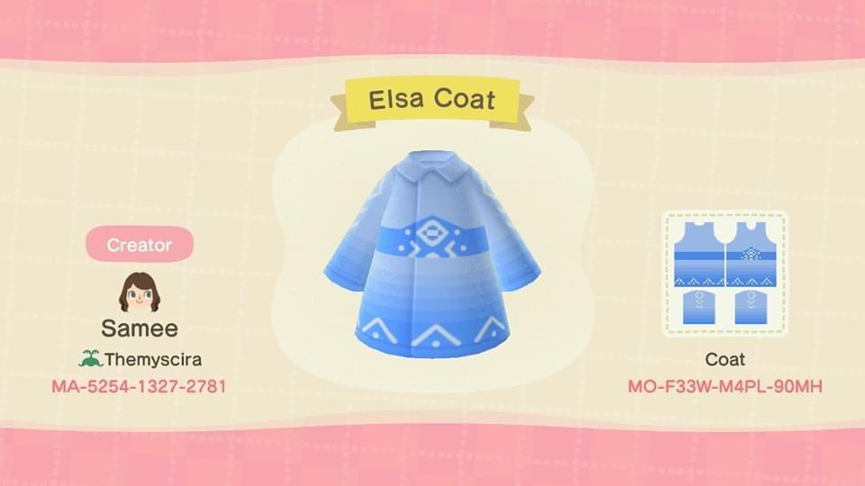 Animal Crossing Design Code: MO-F33W-M4PL-90MH Elsa Coat