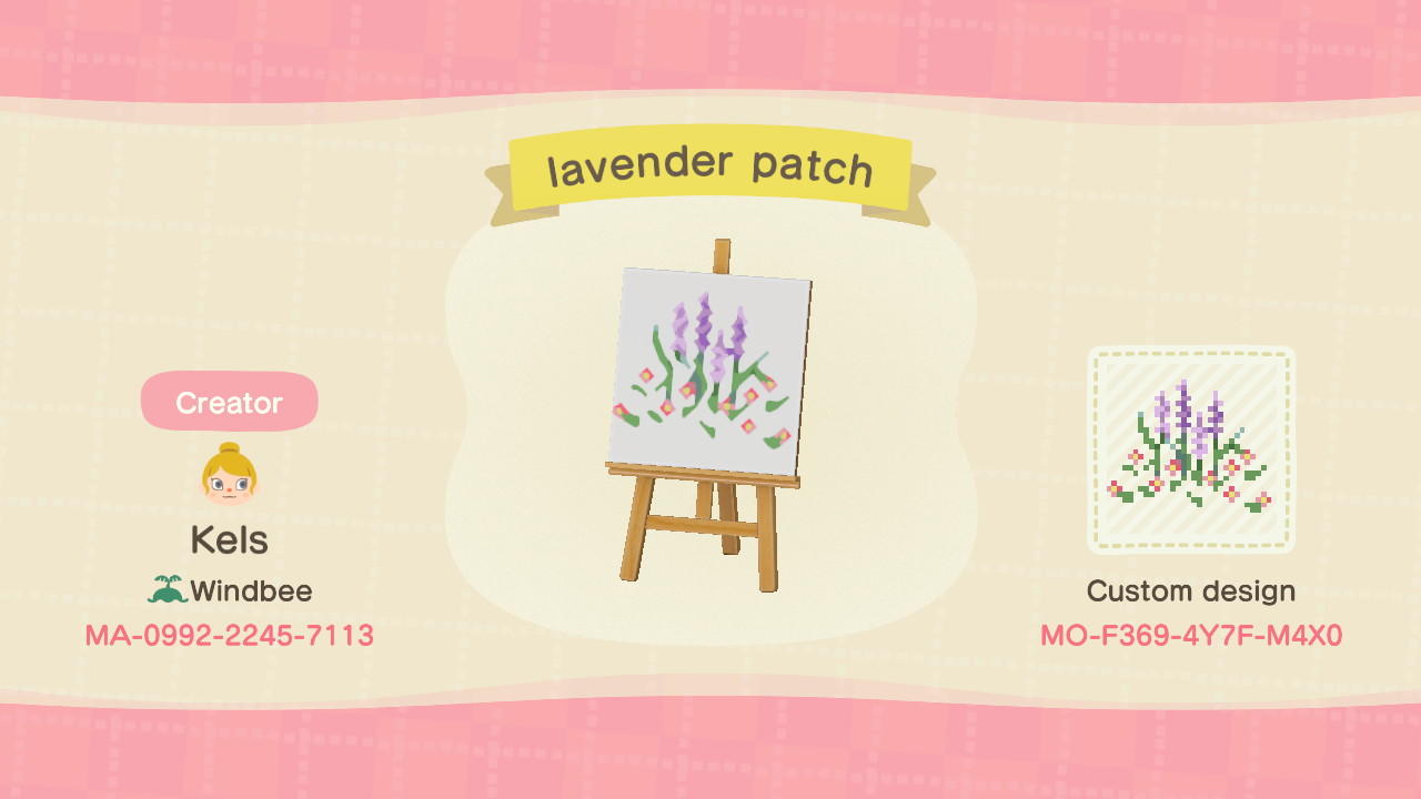 Animal Crossing Design Code: MO-F369-4Y7F-M4X0 lavender patch