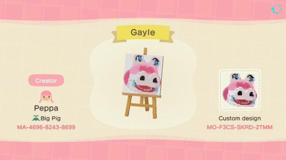 Animal Crossing Design Code: MO-F3CS-SKRD-2TMM Gayle