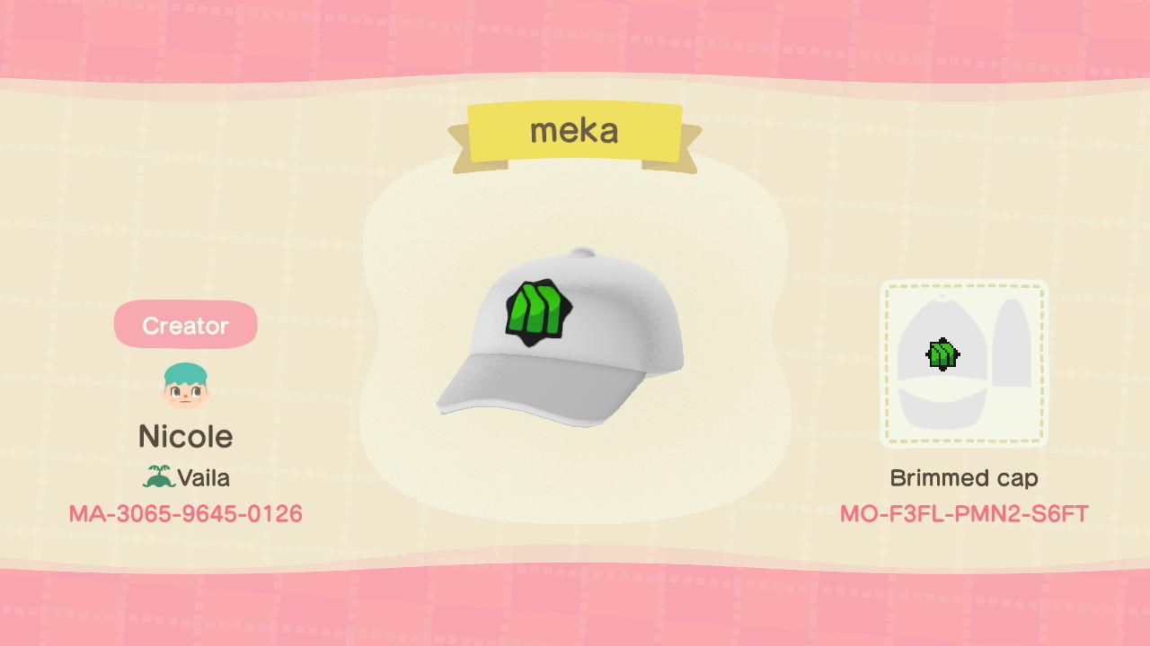 Animal Crossing Design Code: MO-F3FL-PMN2-S6FT meka