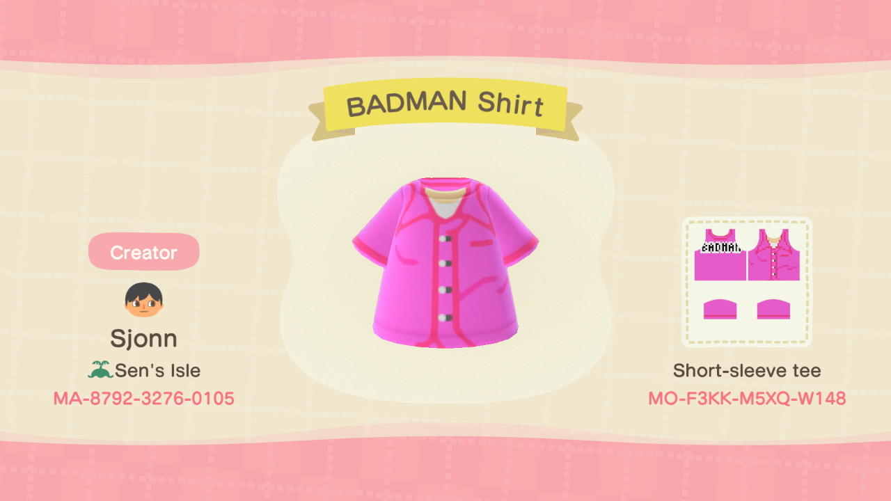 Animal Crossing Design Code: MO-F3KK-M5XQ-W148 BADMAN vegeta