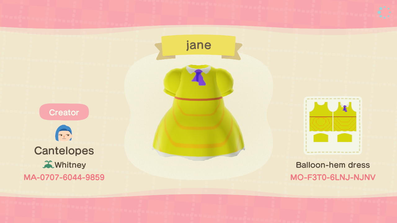 Animal Crossing Design Code: MO-F3T0-6LNJ-NJNV jane