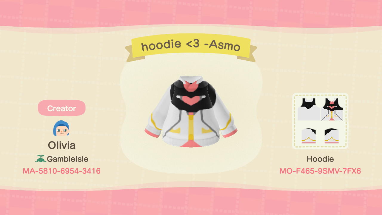 Animal Crossing Design Code: MO-F465-9SMV-7FX6 hoodie -Asmo