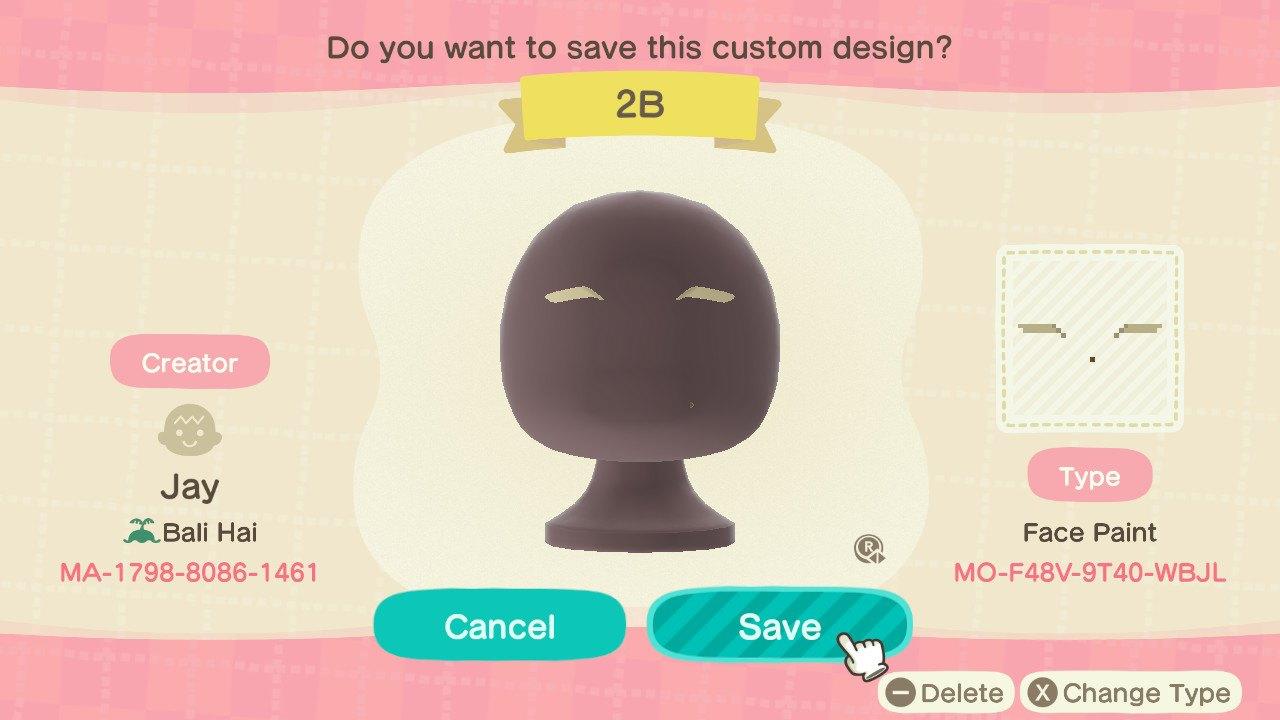 Animal Crossing Design Code: MO-F48V-9T40-WBJL 2B