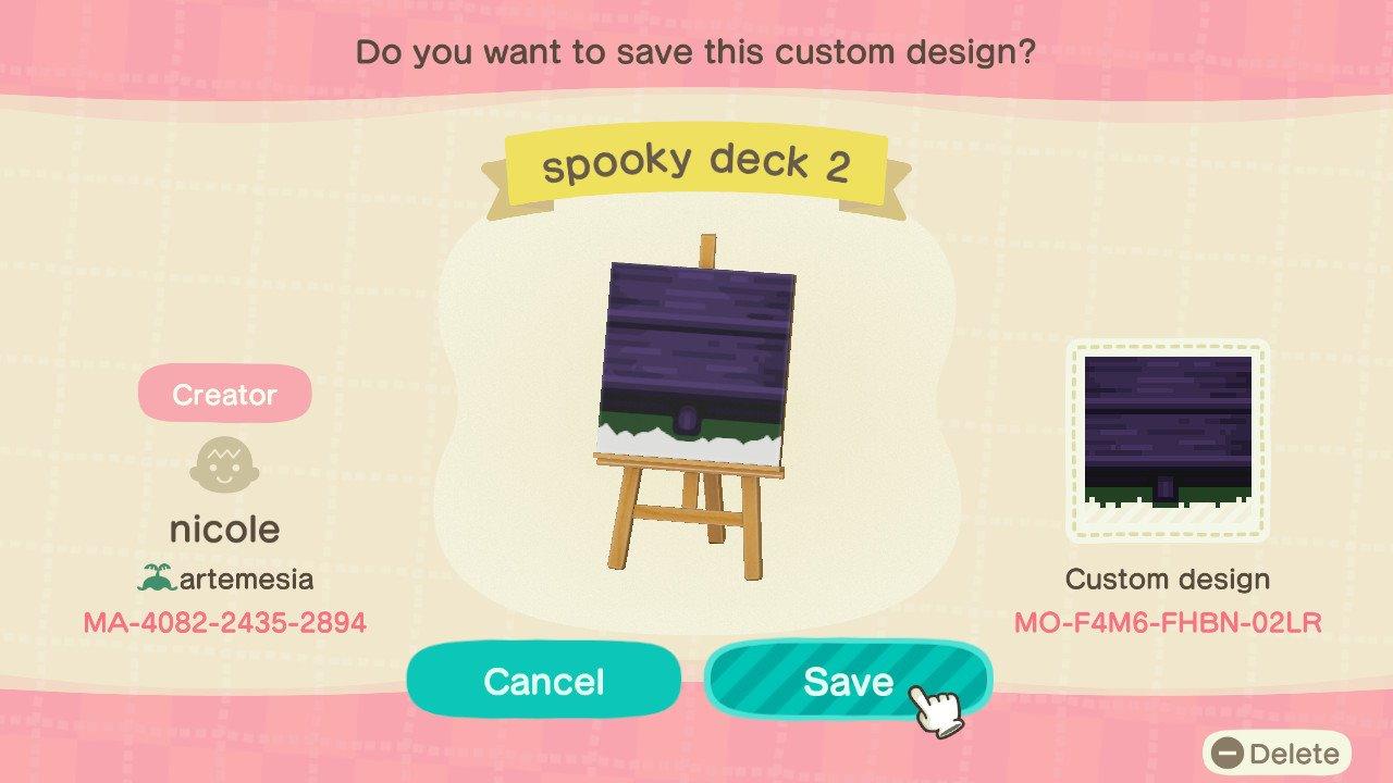 Animal Crossing Design Code: MO-F4M6-FHBN-02LR spooky deck 2