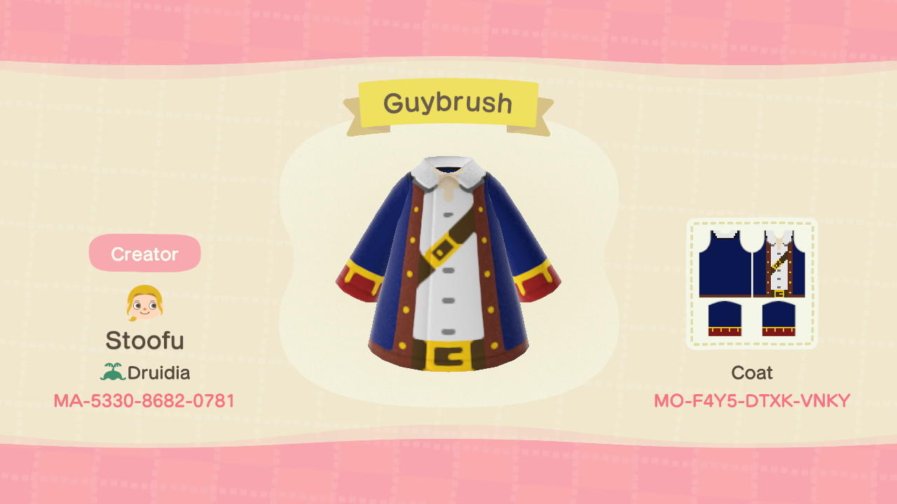Animal Crossing Design Code: MO-F4Y5-DTXK-VNKY Guybrush Threepwood