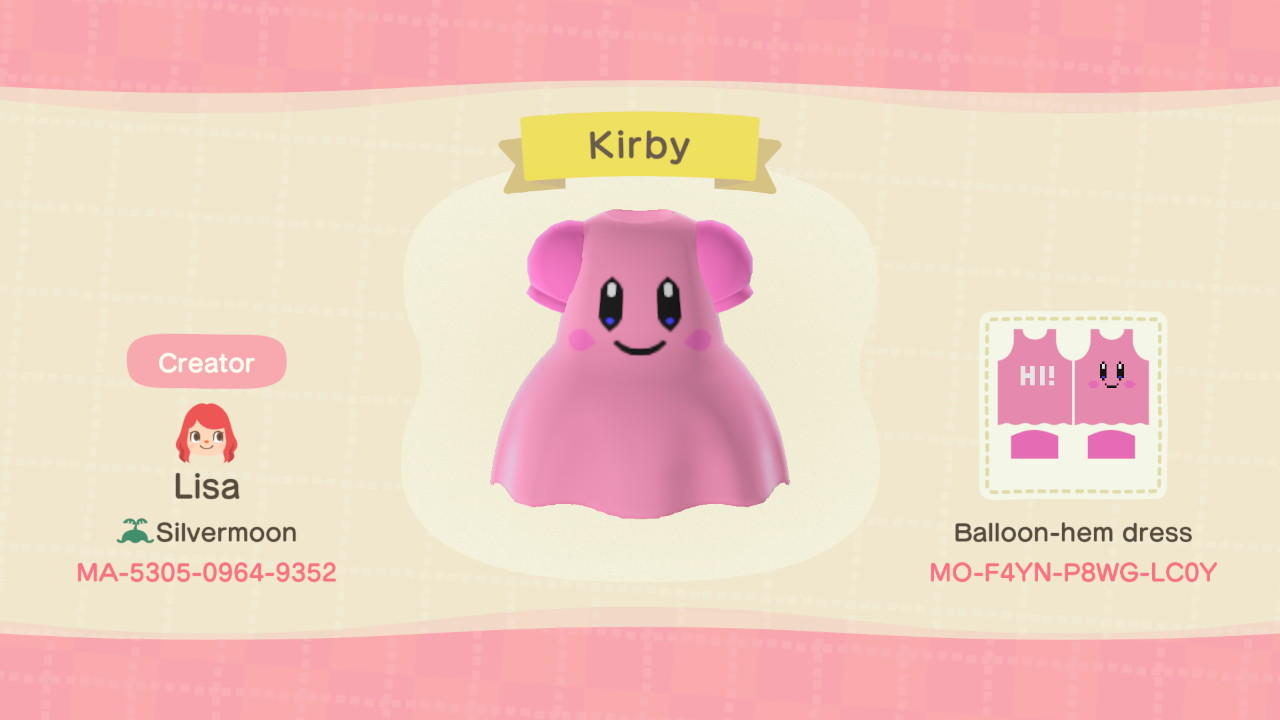Animal Crossing Design Code: MO-F4YN-P8WG-LC0Y Kirby