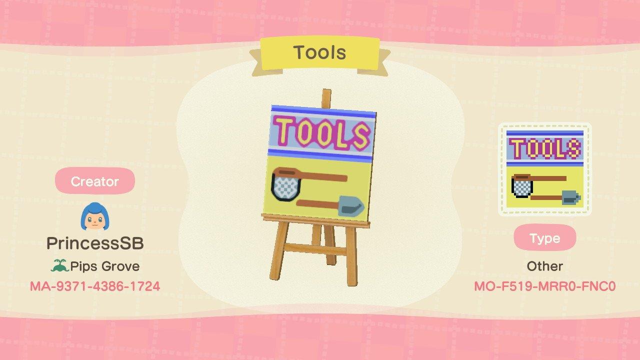 Animal Crossing Design Code: MO-F519-MRR0-FNC0 Tools Sign