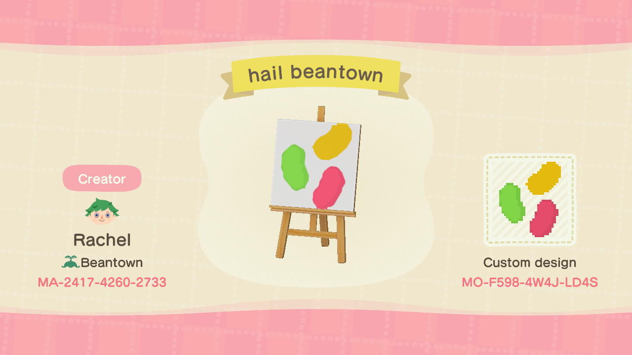 Animal Crossing Design Code: MO-F598-4W4J-LD4S hail beantown