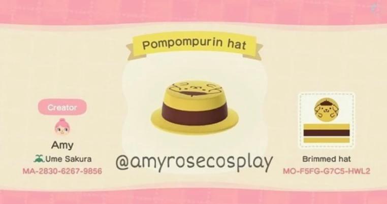 Animal Crossing Design Code: MO-F5FG-G7FG-HWL2 Pompompurin hat