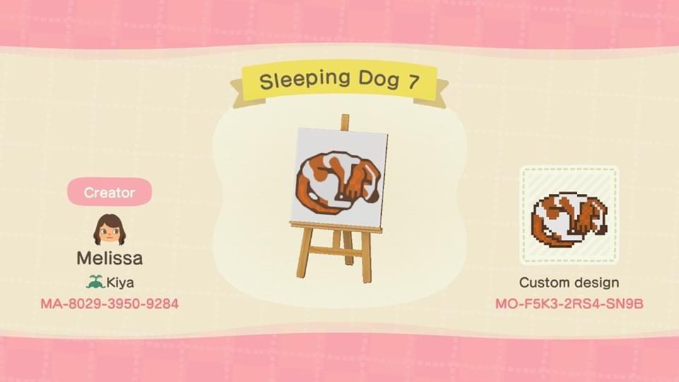 Animal Crossing Design Code: MO-F5K3-2RS4-SN9B Sleeping Dog 7