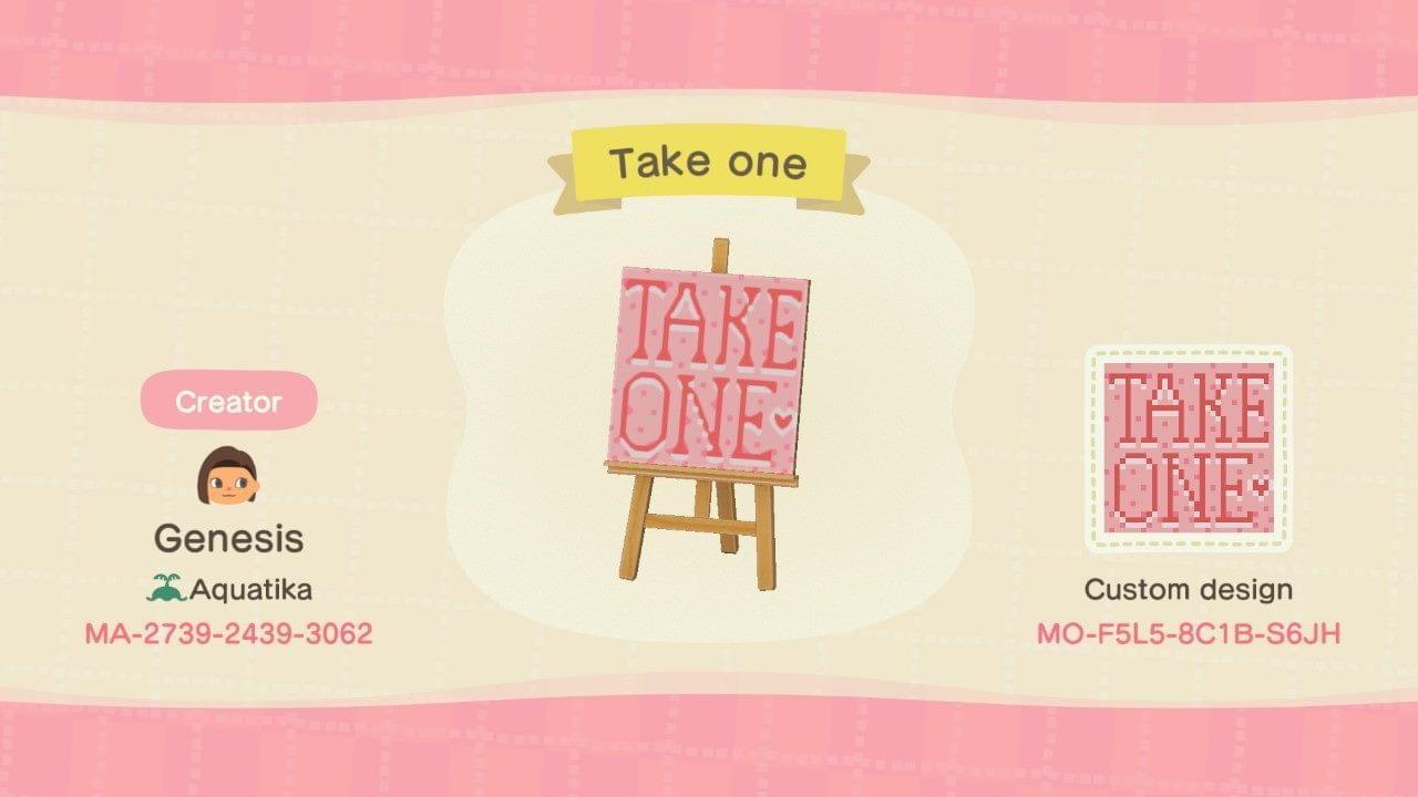 Animal Crossing Design Code: MO-F5L5-8C1B-S6JH Swap Shop Take One