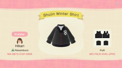 Animal Crossing Design Code: MO-F5LR-XVKL-2P52 Persona 5 Uniform