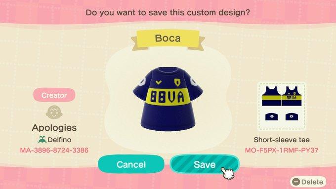 Animal Crossing Design Code: MO-F5PX-1RMF-PY37 Boca Juniors