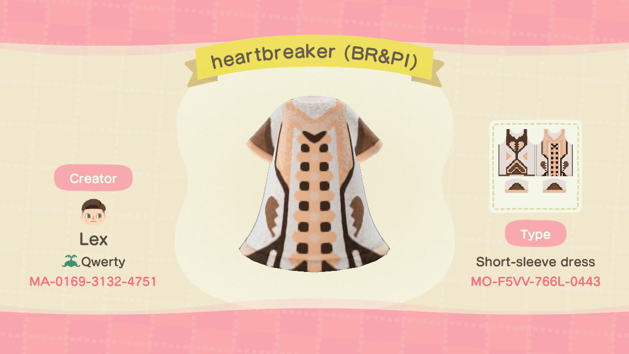 Animal Crossing Design Code: MO-F5VV-766L-0443 Heartbreaker