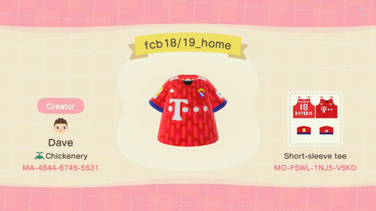 Animal Crossing Design Code: MO-F5WL-1NJ5-V5KD FC Bayern 18/19 Home