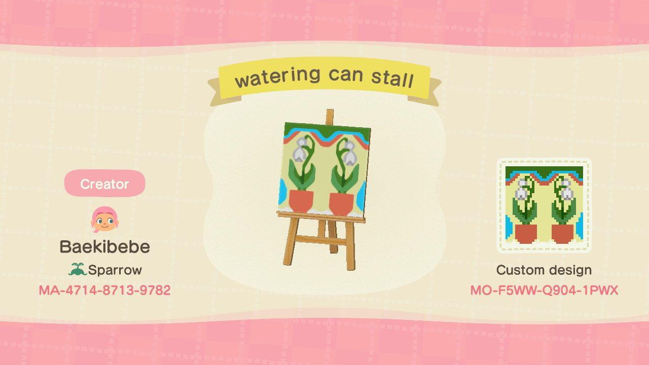 Animal Crossing Design Code: MO-F5WW-Q904-1PWX watering can stall