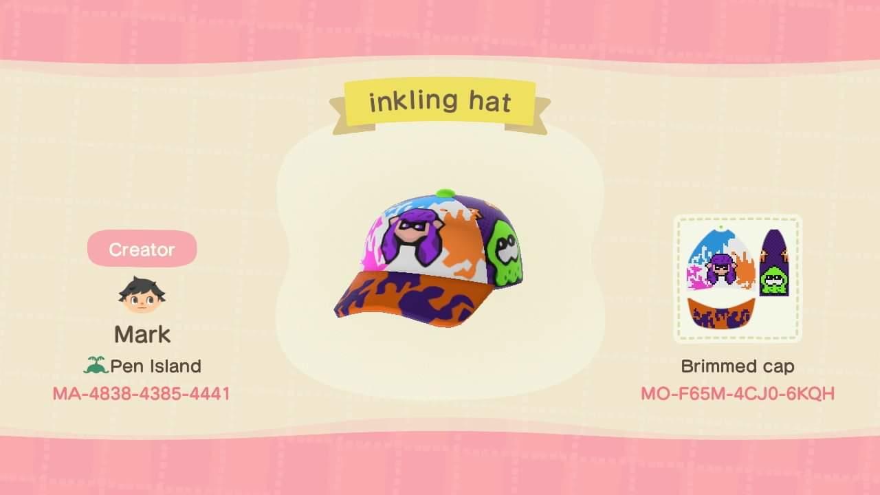 Animal Crossing Design Code: MO-F65M-4CJ0-6KQH Inkling hat