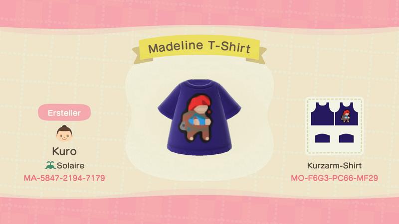 Animal Crossing Design Code: MO-F6G3-PC66-MF29 Madeline T-Shirt