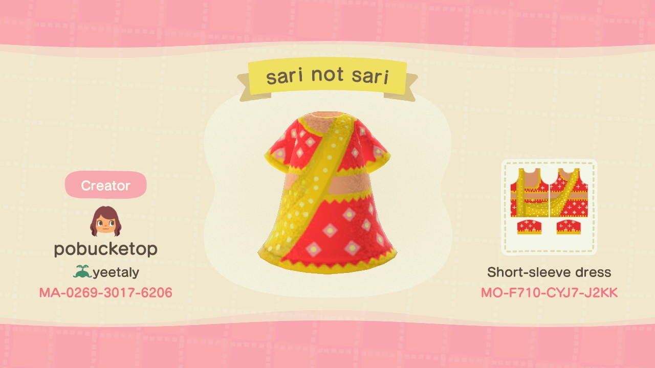 Animal Crossing Design Code: MO-F710-CYJ7-J2KK Indian Ghagra