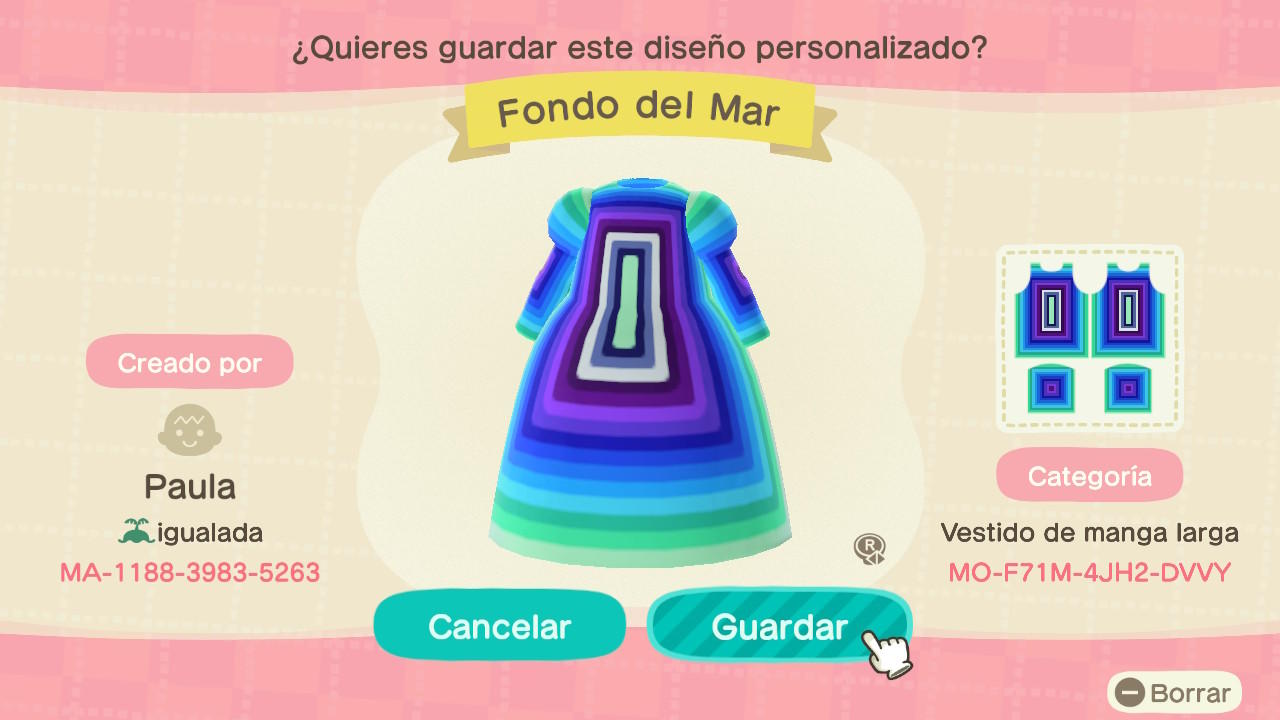 Animal Crossing Design Code: MO-F71M-4JH2-DVVY Fondo del Mar