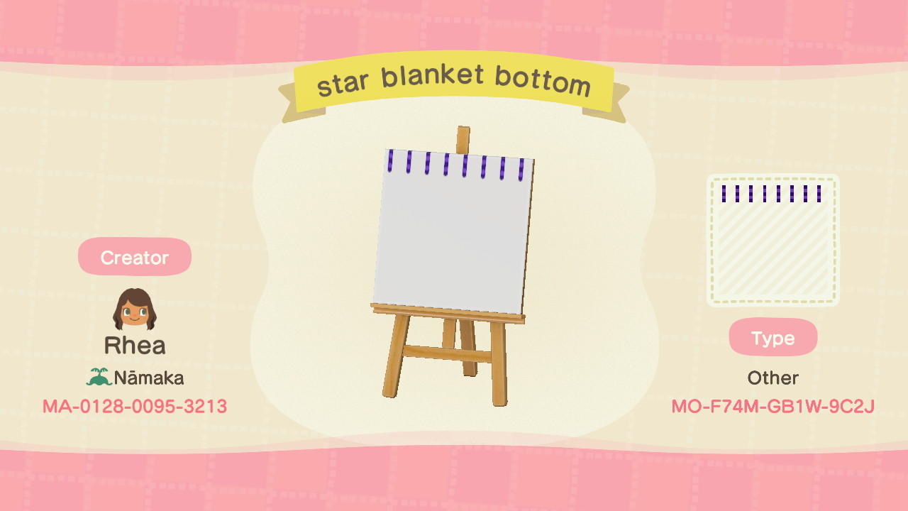Animal Crossing Design Code: MO-F74M-GB1W-9C2J Star Blanket Bottom