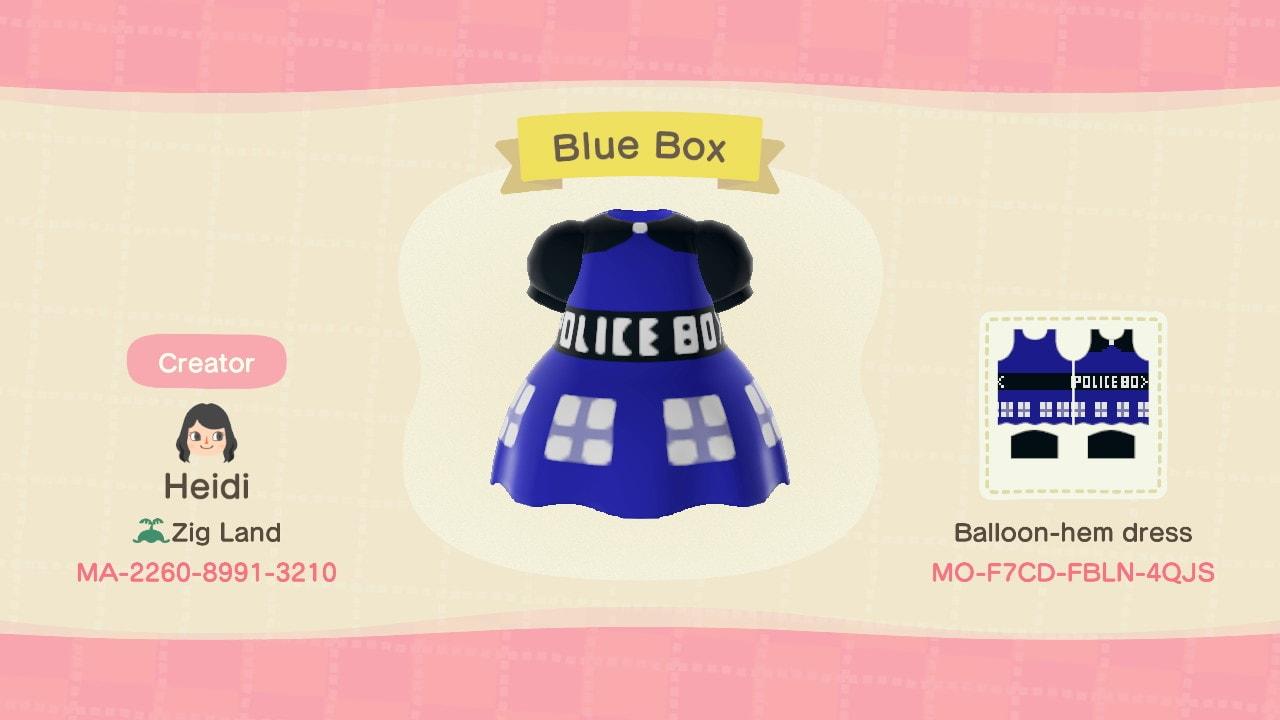 Animal Crossing Design Code: MO-F7CD-FBLN-4QJS Blue Box - TARDIS