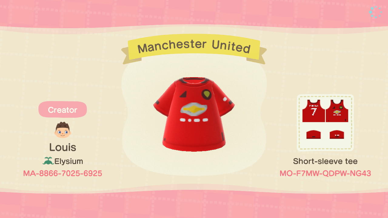 Animal Crossing Design Code: MO-F7MW-QDPW-NG43 Manchester United