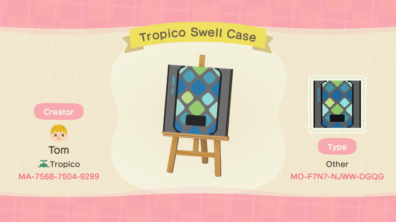 Animal Crossing Design Code: MO-F7N7-NJWW-DGQG Tropico Swell Case