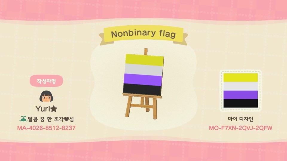 Animal Crossing Design Code: MO-F7XN-2QVJ-2QFW Nonbinary flag