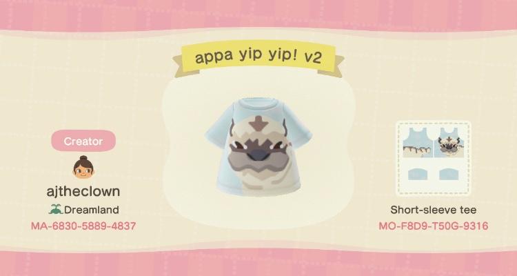 Animal Crossing Design Code: MO-F8D9-T50G-9316 Appa v2(diff. eyes!)