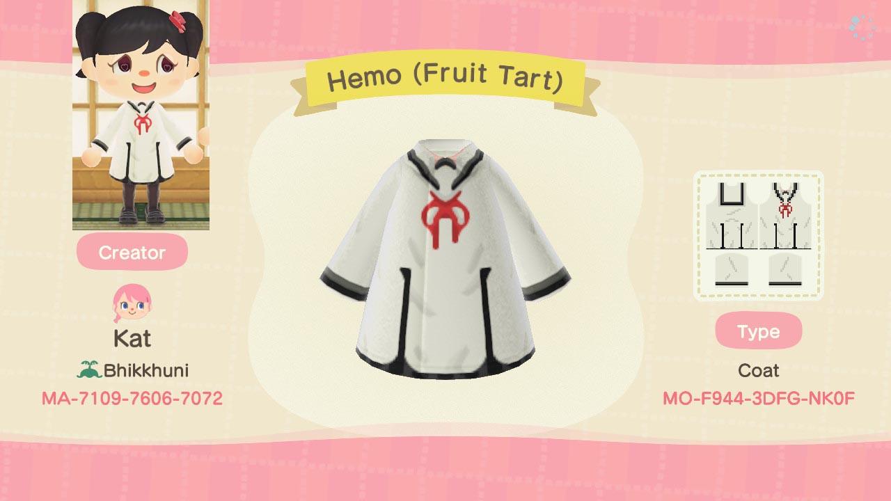 Animal Crossing Design Code: MO-F944-3DFG-NK0F Hemo (Fruit Tart)