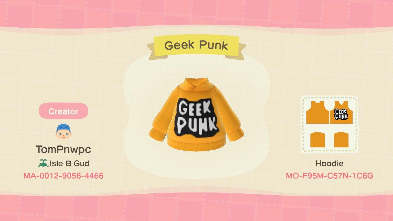 Animal Crossing Design Code: MO-F95M-C57N-1C6G Geek Punks Hoodie