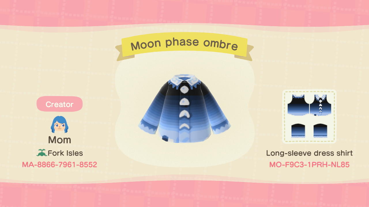 Animal Crossing Design Code: MO-F9C3-1PRH-NL85 Moon phase ombre