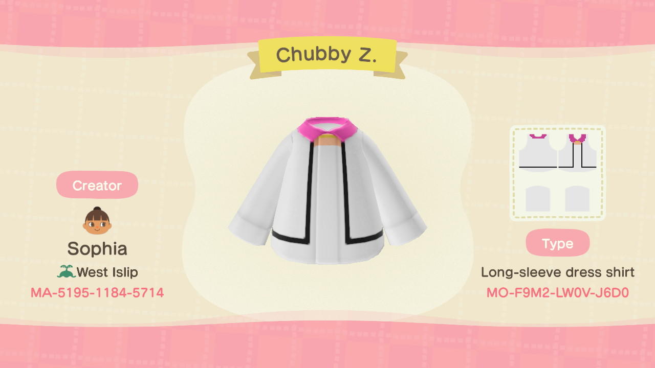 Animal Crossing Design Code: MO-F9M2-LW0V-J6D0 Chubby Z.