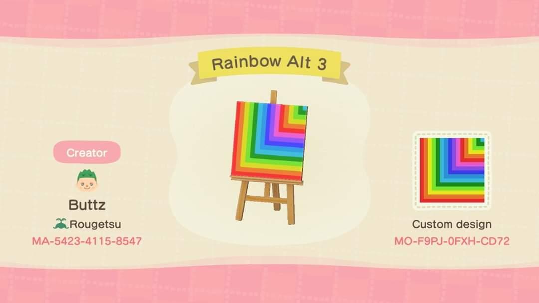 Animal Crossing Design Code: MO-F9PJ-0FXH-CD72 Rainbow Alt 3