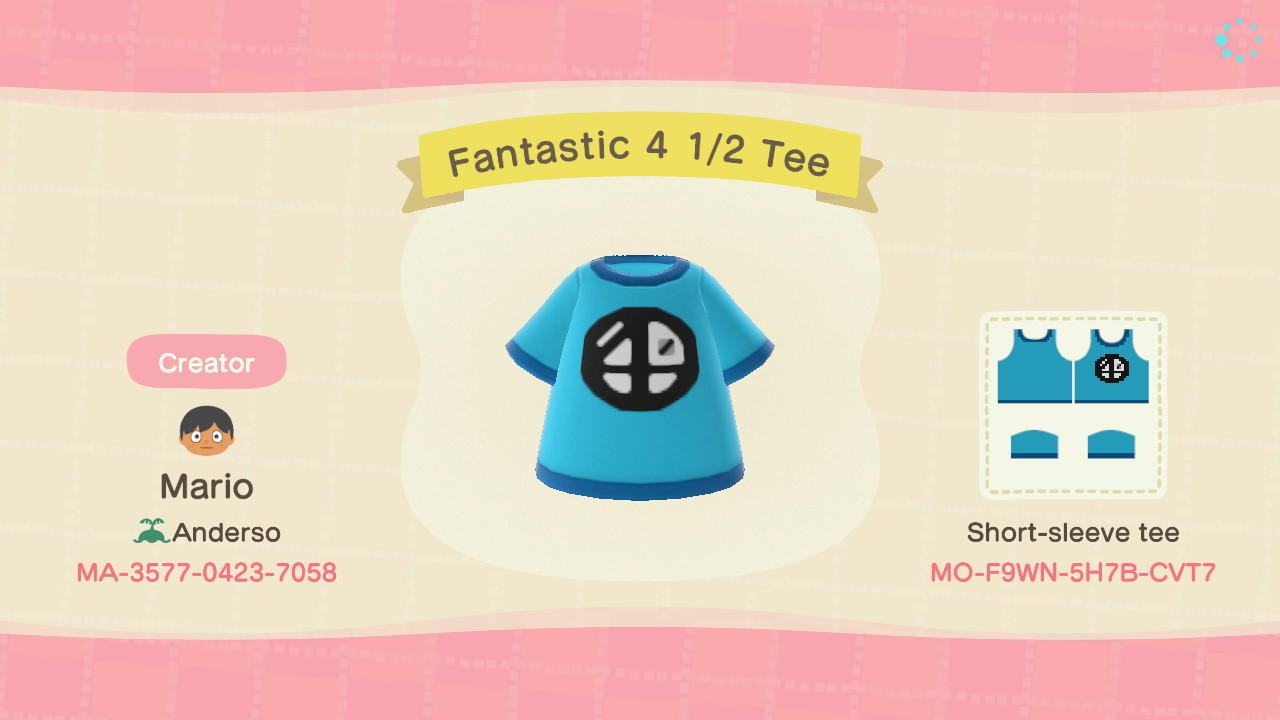 Animal Crossing Design Code: MO-F9WN-5H7B-CVT7 Scott Pilgrim Tee