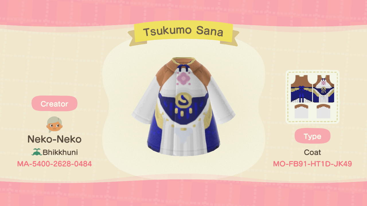 Animal Crossing Design Code: MO-FB91-HT1D-JK49 Tsukumo Sana