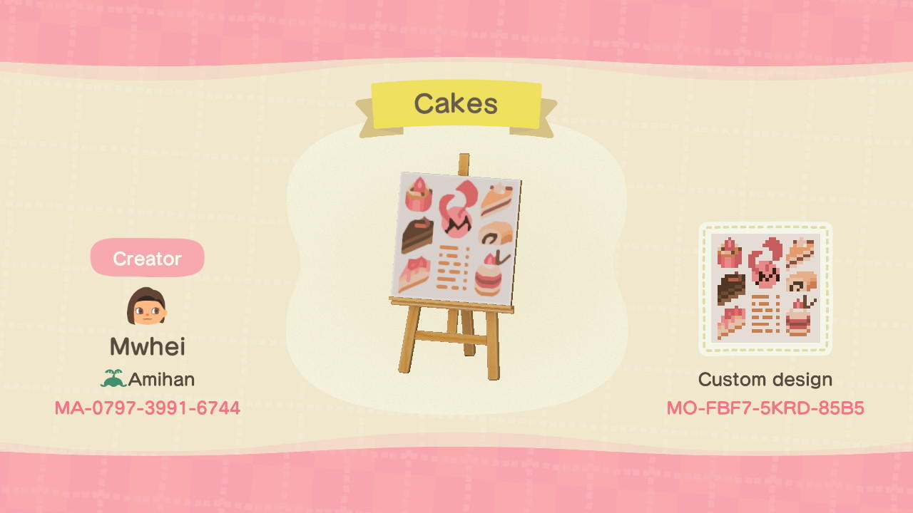 Animal Crossing Design Code: MO-FBF7-5KRD-85B5 Cakes