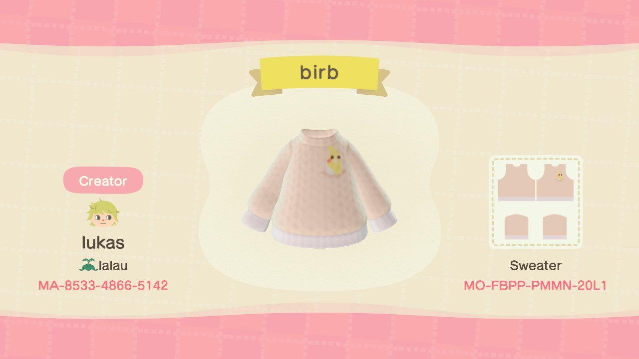 Animal Crossing Design Code: MO-FBPP-PMMN-20L1 birb