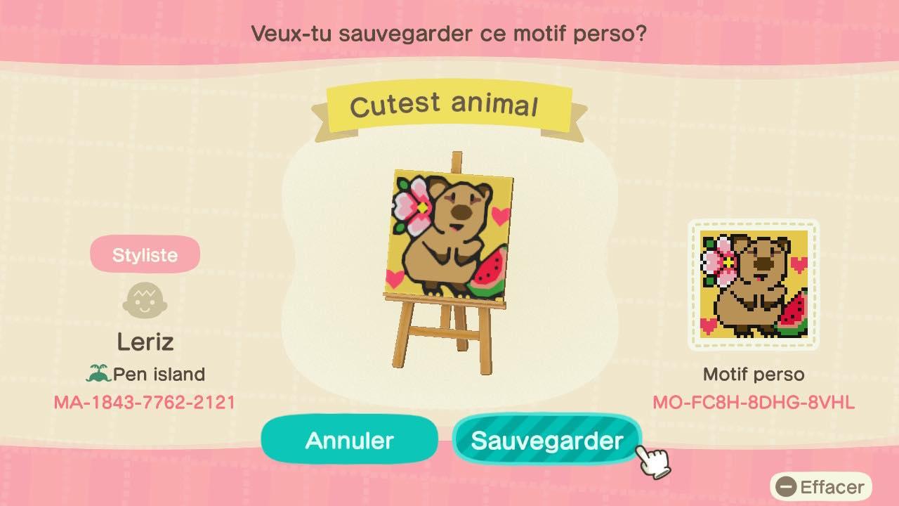 Animal Crossing Design Code: MO-FC8H-8DHG-8VHL Little animal
