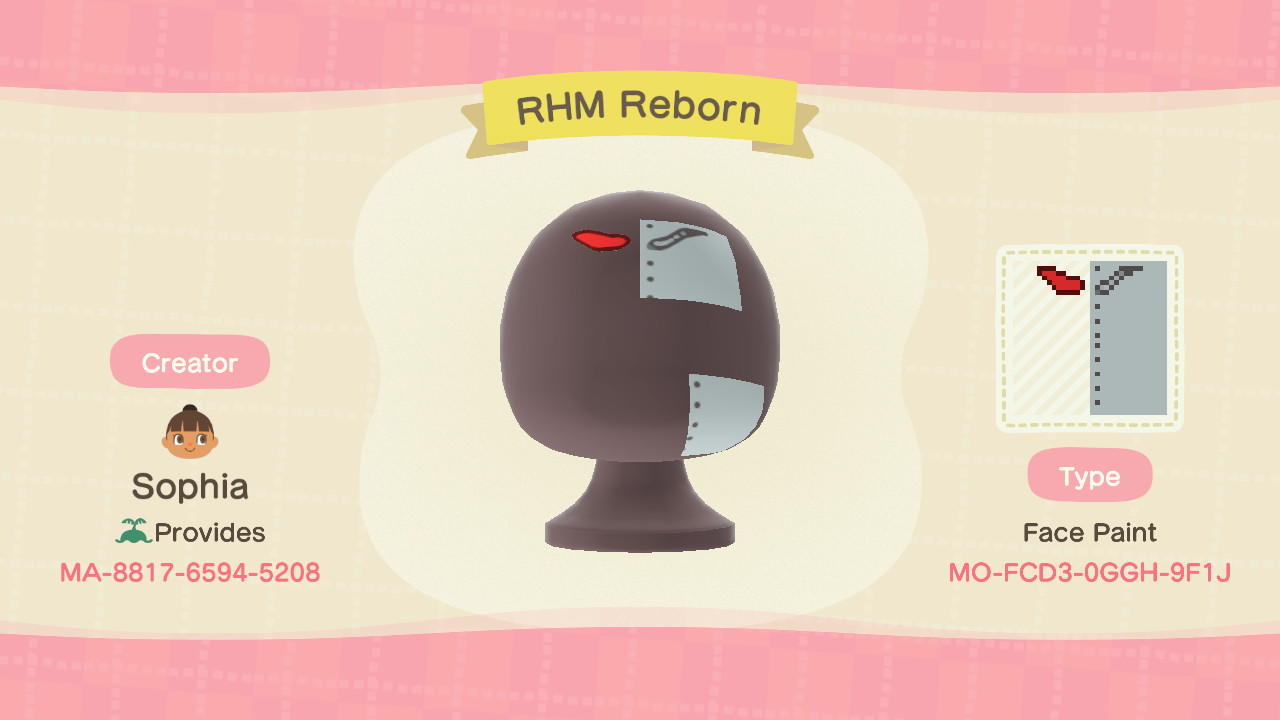 Animal Crossing Design Code: MO-FCD3-0GGH-9F1J RightHand Man Reborn