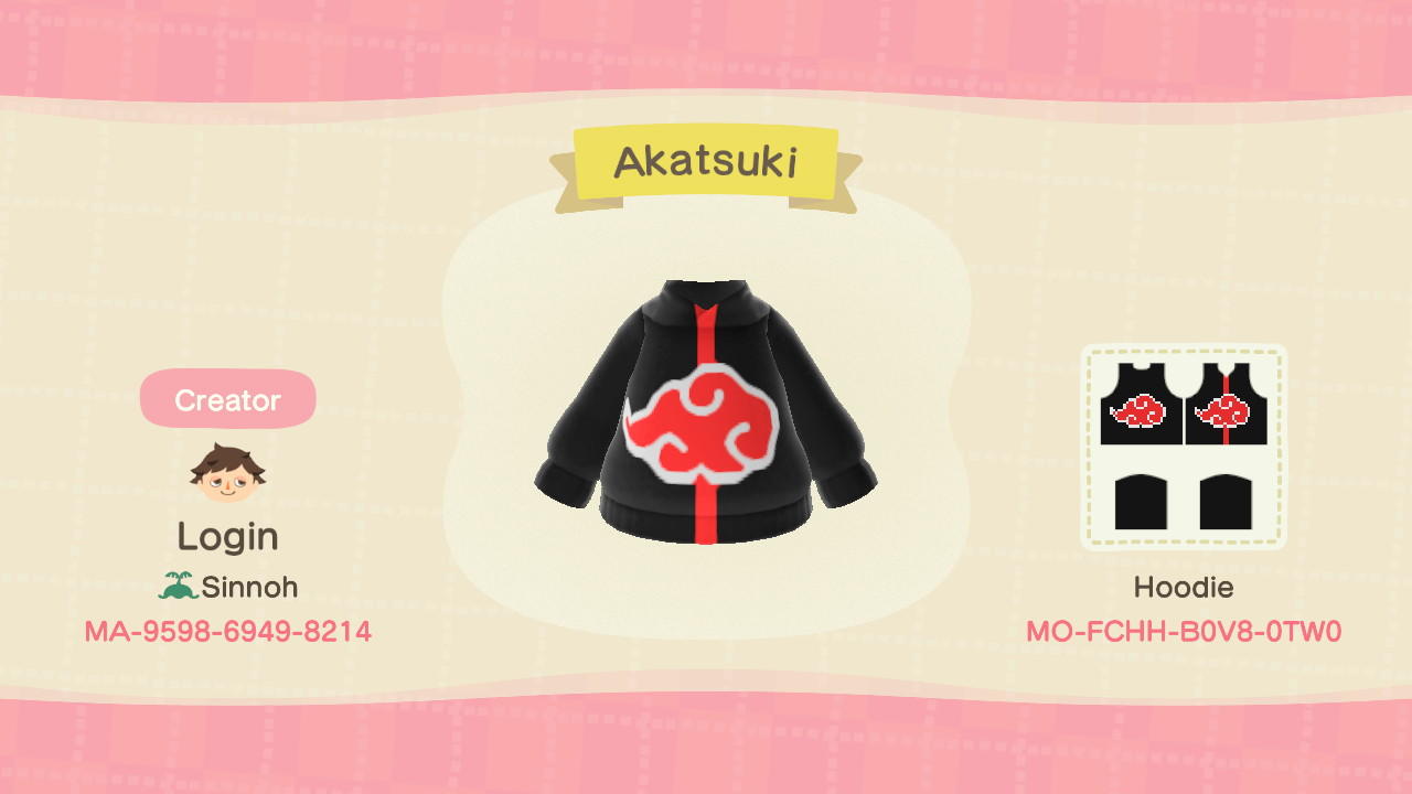 Animal Crossing Design Code: MO-FCHH-B0V8-0TW0 Akatsuki