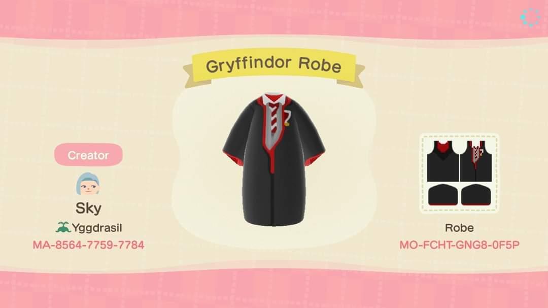 Animal Crossing Design Code: MO-FCHT-GNG8-0F5P Gryffindor Robe