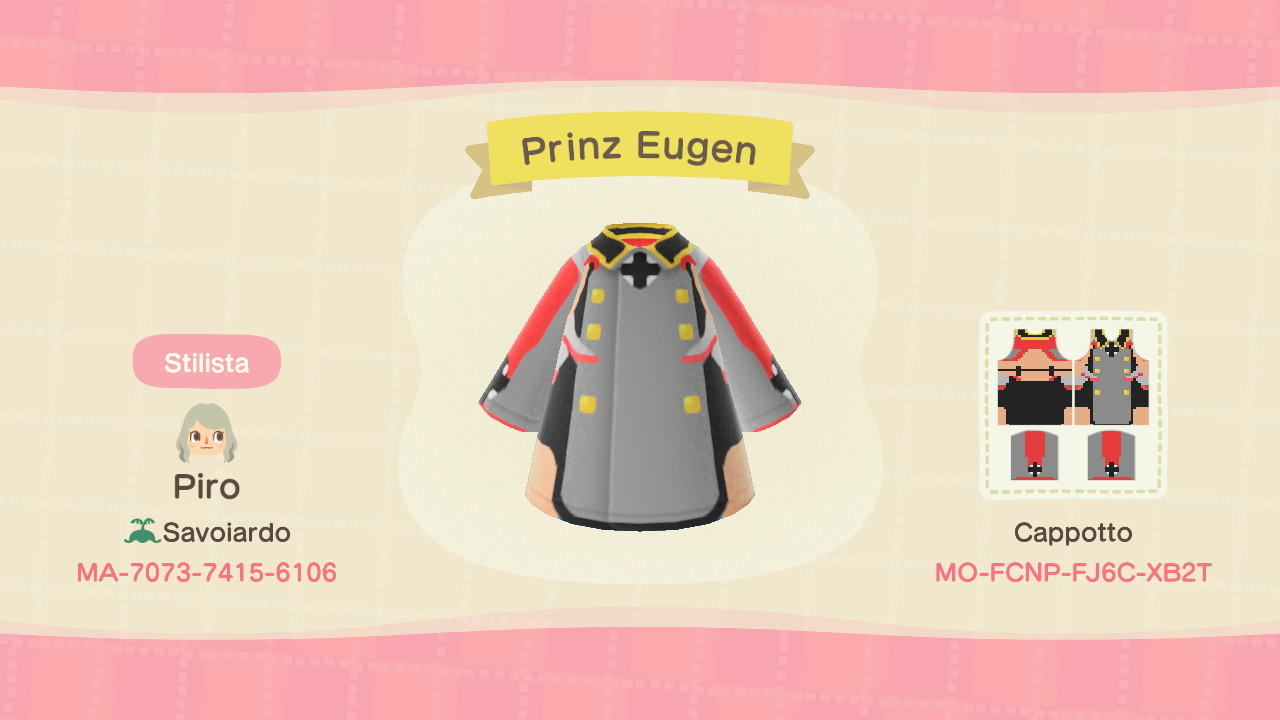 Animal Crossing Design Code: MO-FCNP-FJ6C-XB2T Prinz Eugen