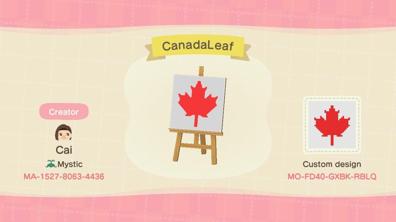 Animal Crossing Design Code: MO-FD40-GXBK-RBLQ CanadaLeaf
