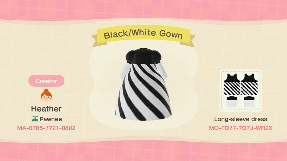 Animal Crossing Design Code: MO-FD77-7D7J-WR2X Black/White Gown