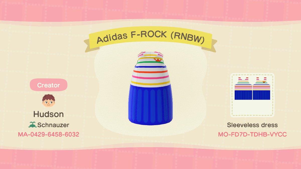 Animal Crossing Design Code: MO-FD7D-TDHB-VYCC Adidas F-ROCK (RNBW)