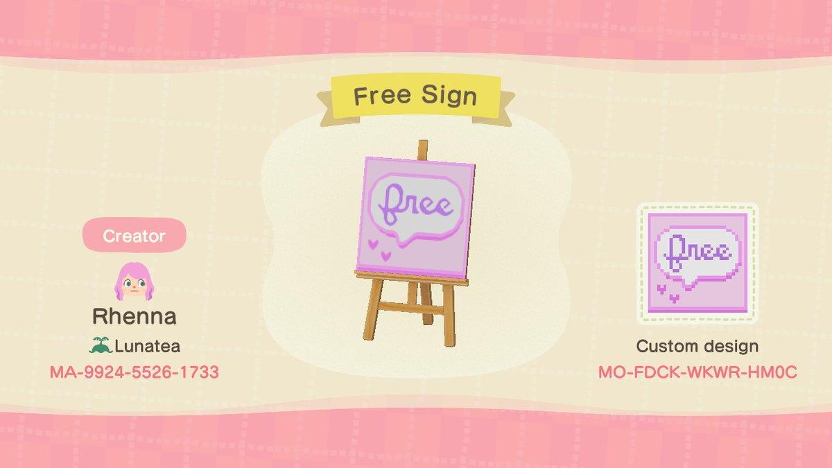 Animal Crossing Design Code: MO-FDCK-WKWR-HM0C Free Sign