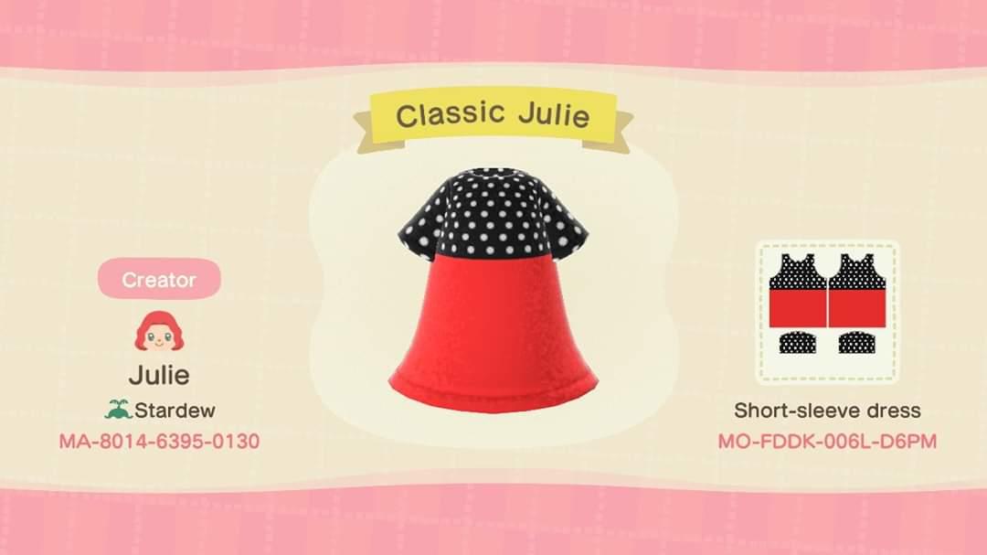 Animal Crossing Design Code: MO-FDDK-006L-D6PM Classic Julie